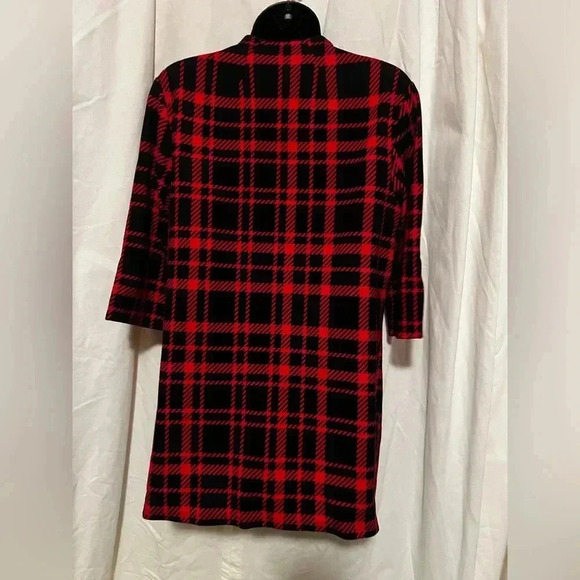 Jude Connally Ryan Ponte Knit Tunic Top In Red Black Plaid Size M - Picture 6 of 7